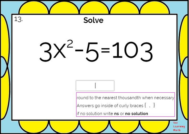 Solving Quadratic Equations using Square Roots: BOOM Cards - 20 Problems