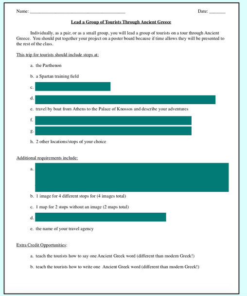 Ancient Greece Review Activity