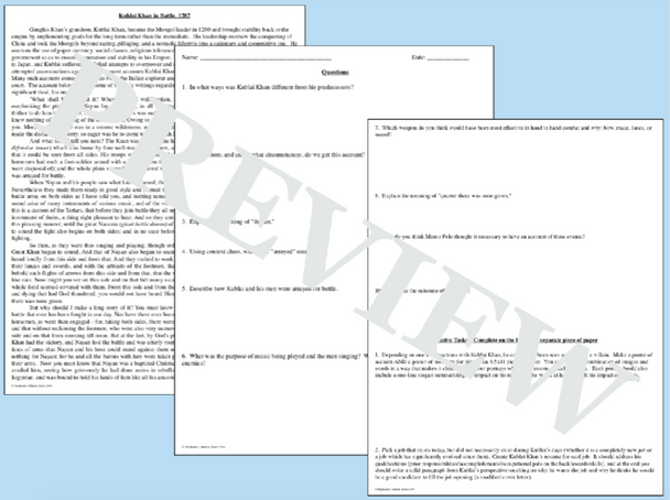 Kublai Khan Primary Source Analysis