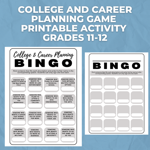 College and Career Planning Game Printable Activity Grades 11-12