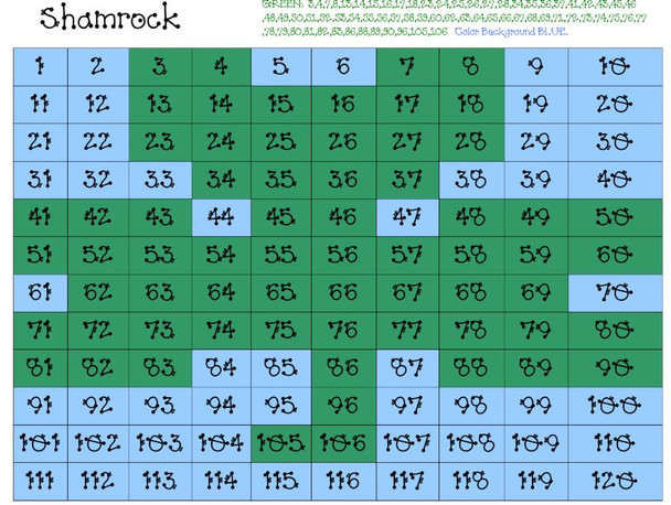 Shamrock Mystery Picture on 120 chart