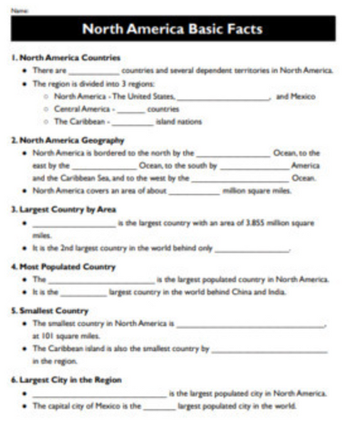 North America Basic Facts Notes