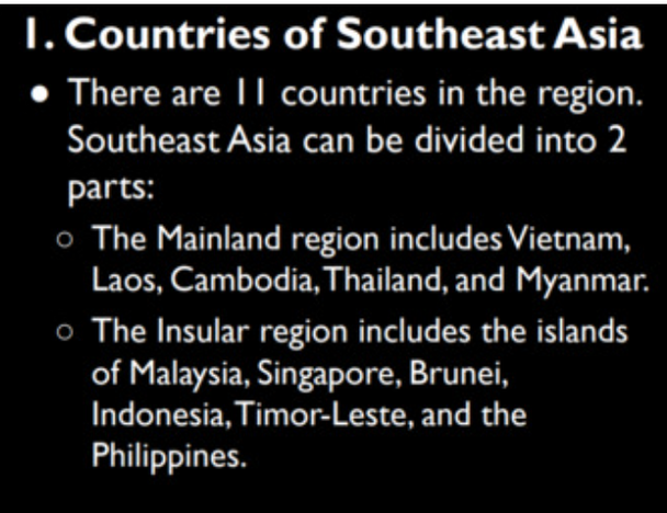 Southeast Asia Basic Facts Notes