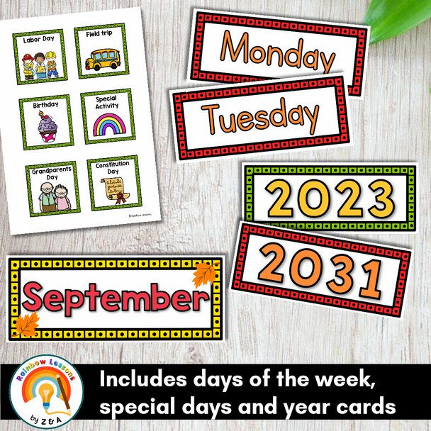 September Calendar Numbers | September Calendar 2023 | Calendar Number Cards 