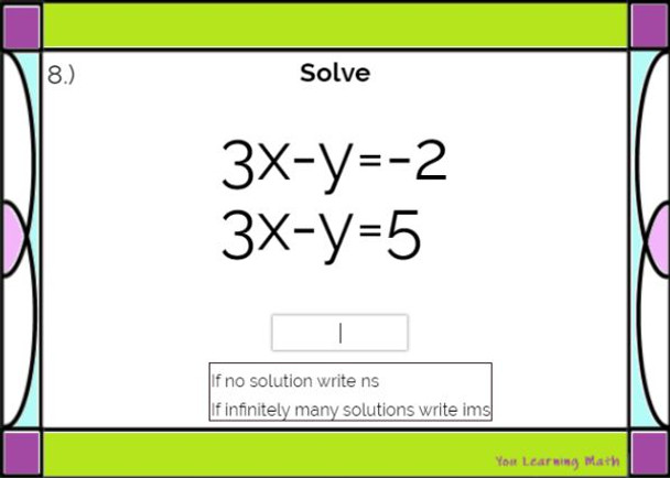 Solving Systems of Linear Equations using Elimination: BOOM CARDS + 20 Printable Task cards