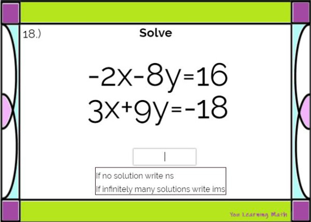 Solving Systems of Linear Equations using Elimination: BOOM CARDS + 20 Printable Task cards