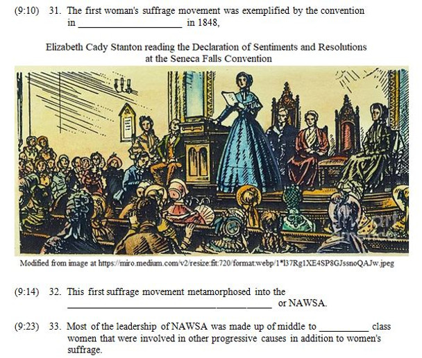 Crash Course US History Worksheet 31: Women's Suffrage
