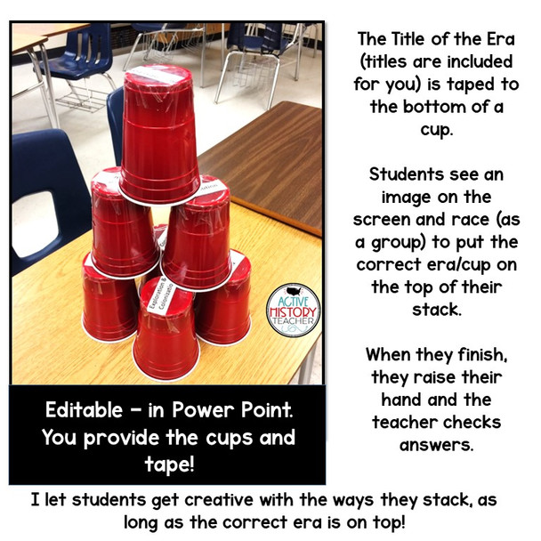 US History Eras Review Cup Stacking Races STAAR Review