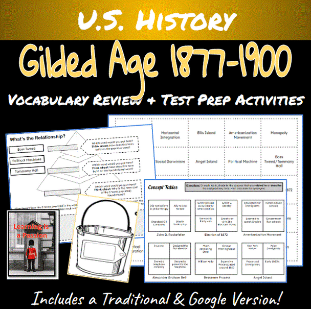 U.S. History | Gilded Age | Vocabulary Activities | Test Prep & Review