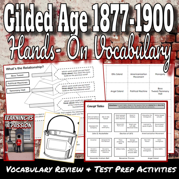 U.S. History | Gilded Age | Vocabulary Activities | Test Prep & Review