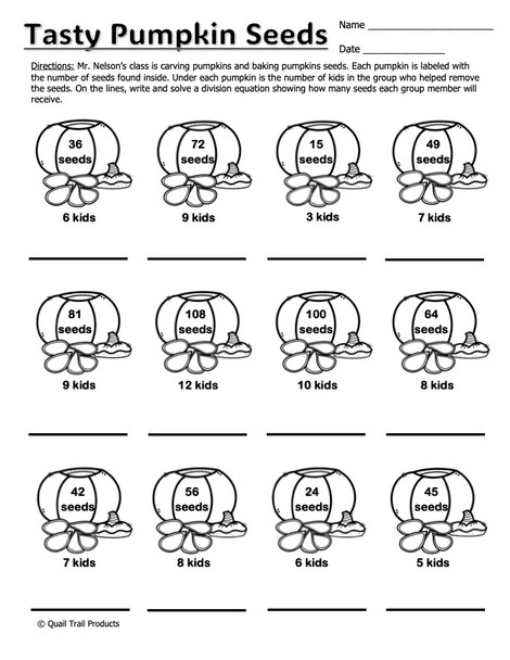 Multiplication, Division, and Word Problems - Pumpkin Theme