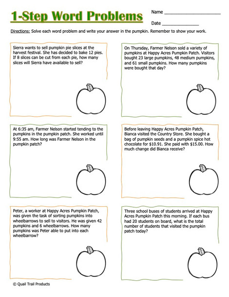 Multiplication, Division, and Word Problems - Pumpkin Theme