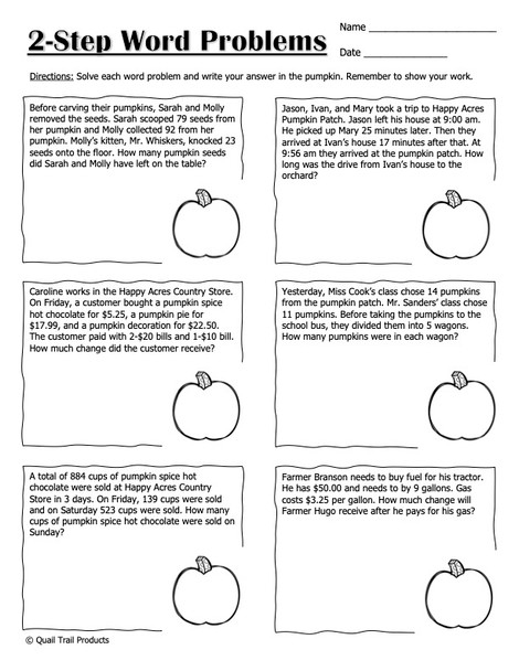 Multiplication, Division, and Word Problems - Pumpkin Theme