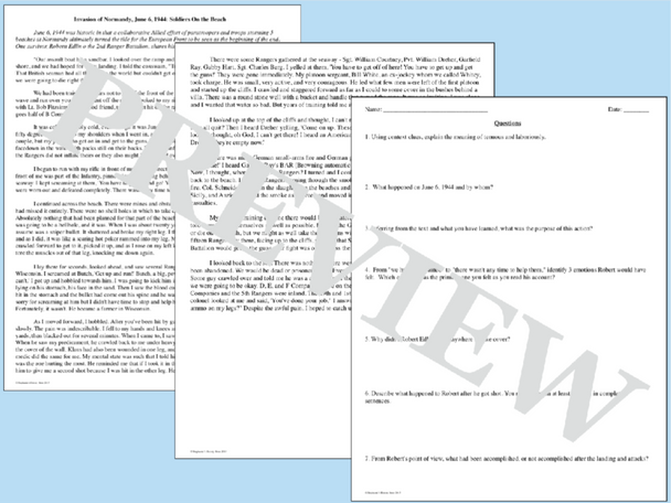 D-Day Primary Source Analysis Compare 2 Accounts