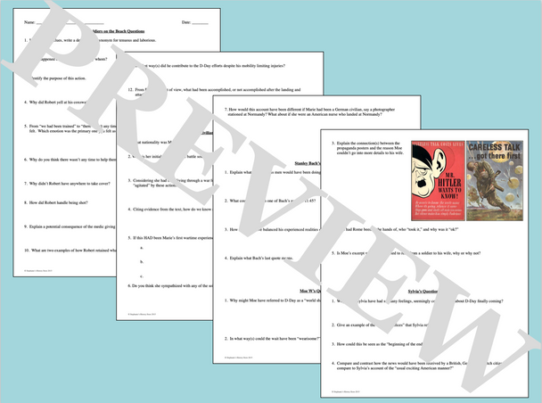 D-Day Compare and Contrast Primary Source and Image Analysis Activity