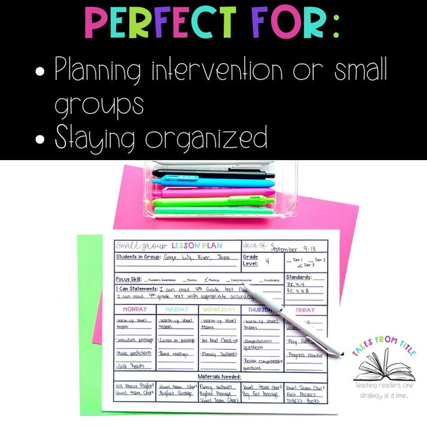 Intervention or Small Group Lesson Plan Templates  & Data Tracking Sheets: I Can Statements