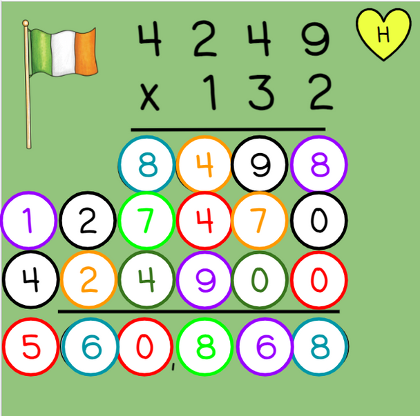 St. Patrick's Day Multi-Digit Multiplication with Number Chips