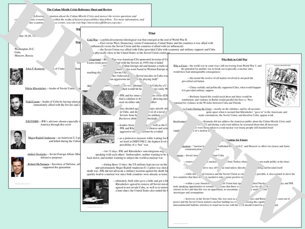Cuban Missile Crisis Reference Sheet and Review