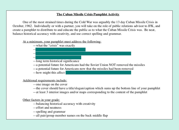 Cuban Missile Crisis Pamphlet Activity