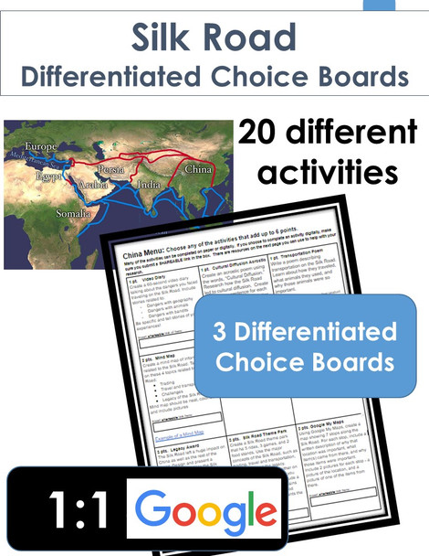 Silk Road Differentiated Choice Board Learning Menus (set of 3)