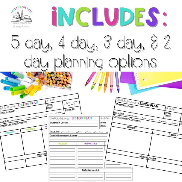 Intervention & Small Group Lesson Plan Templates: Essential Learning Outcomes