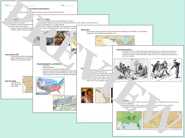 Westward Expansion Reference Sheet and Review Activity