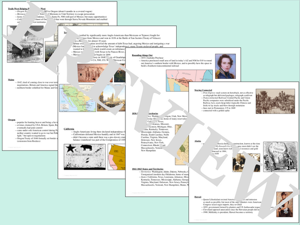 Westward Expansion Reference Sheet and Review Activity