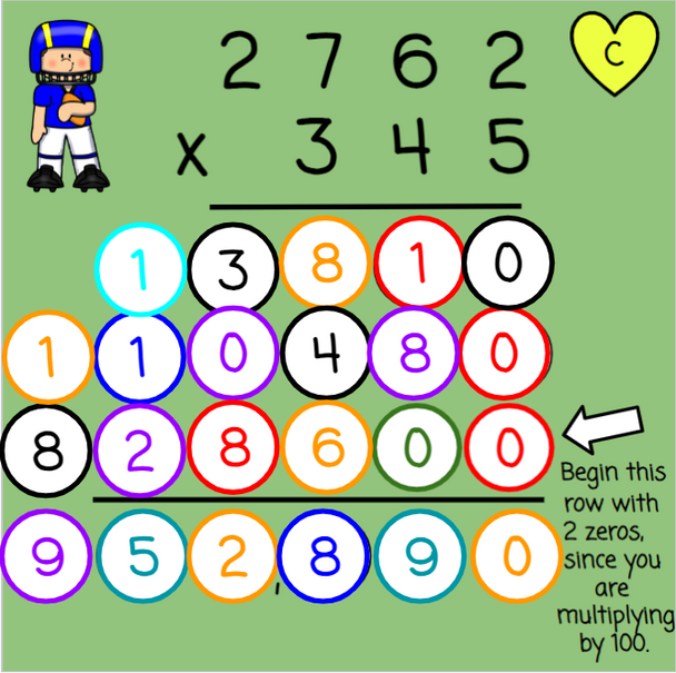 Multi-Digit Multiplication with Number Chips - Football-Themed