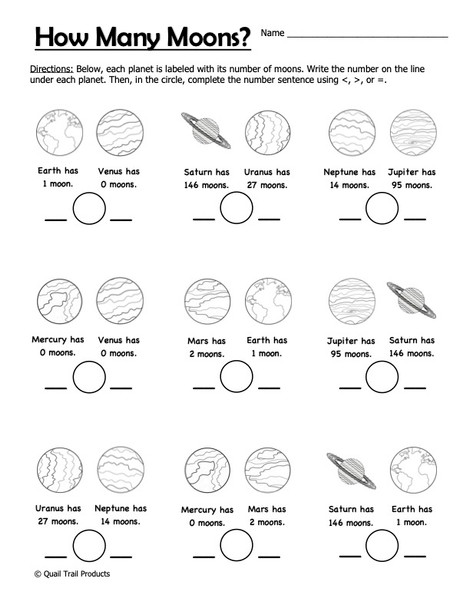 Grade 2 MATH Worksheets | Solar System Theme