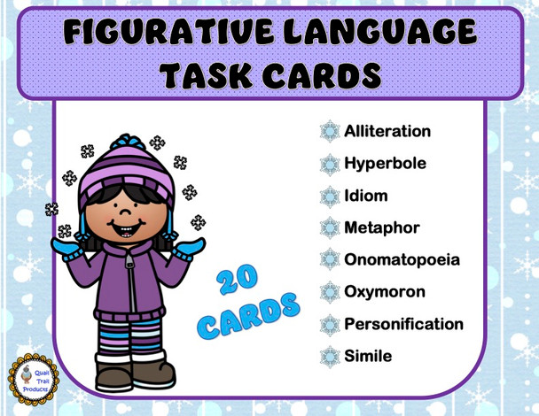 Figurative Language Task Cards | Winter Theme