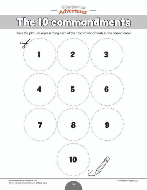 10 Commandments Memory & Match Cards