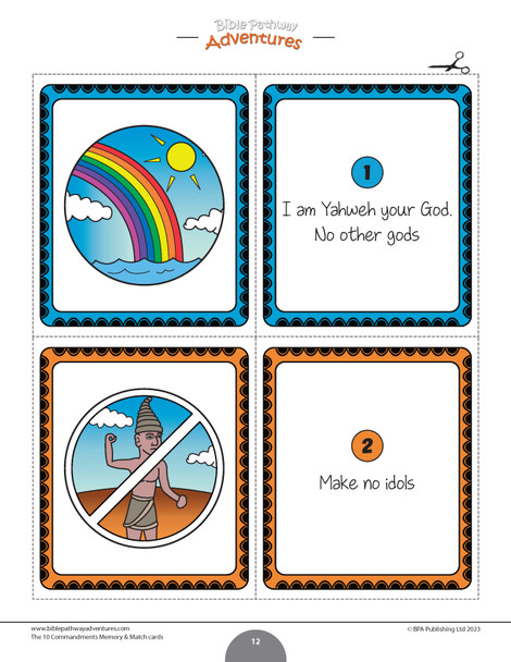 10 Commandments Memory & Match Cards