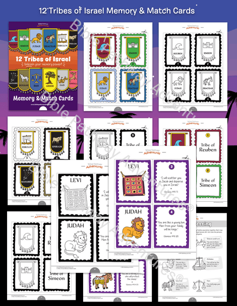 12 Tribes of Israel Memory & Match Cards