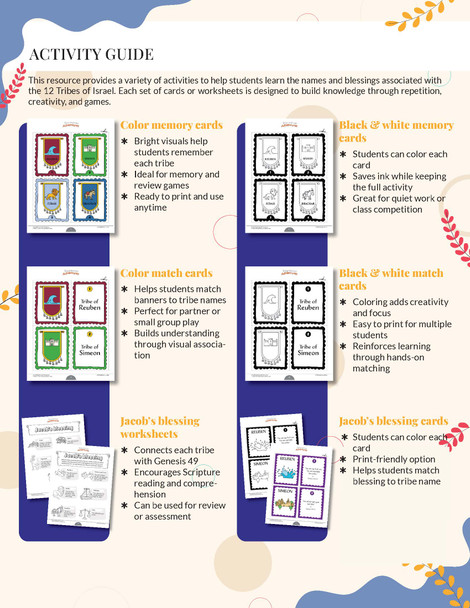 12 Tribes of Israel Memory & Match Cards