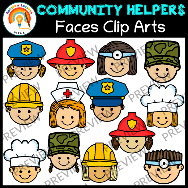 Community Helpers Clipart | Community Helpers Headers | Community Helpers Faces