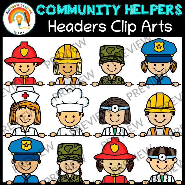 Community Helpers Clipart | Community Helpers Headers | Community Helpers Faces