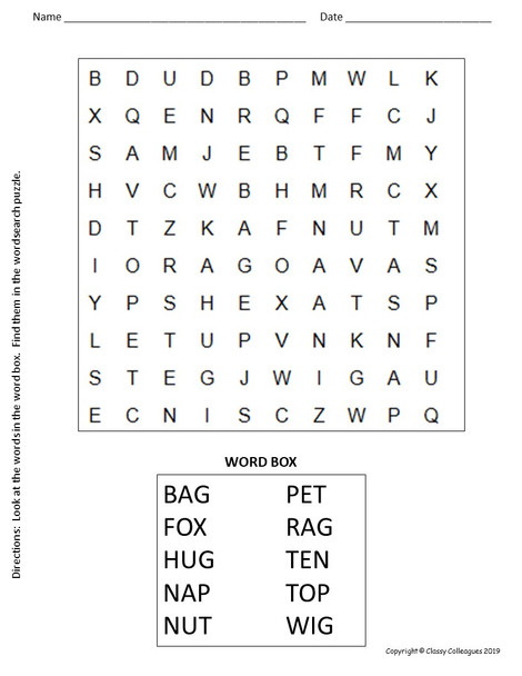 CVC WORDS Wordsearches