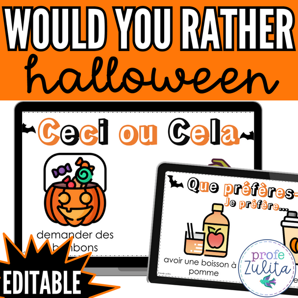 L'Halloween French Would You Rather? Que Préfères Game - Halloween