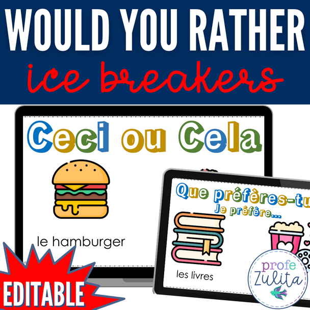 French Ice Breakers Would You Rather? Que Préfères Game - Back to School