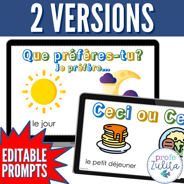 French Ice Breakers Would You Rather? Que Préfères Game - Back to School