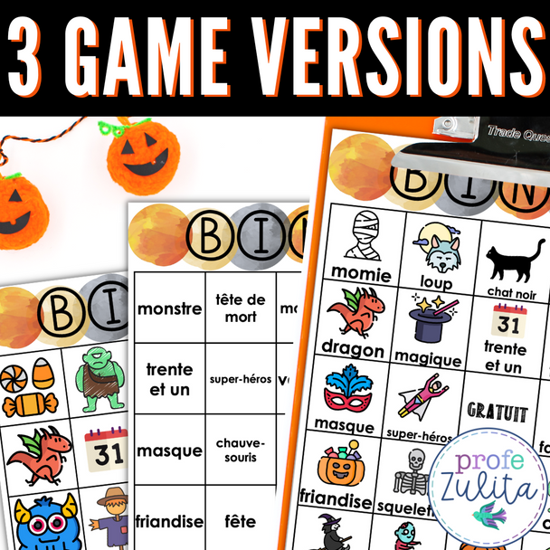 L'Halloween BINGO French Halloween Game