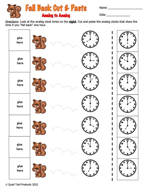 Telling Time and Elapsed Time Worksheets | Falling Back Theme