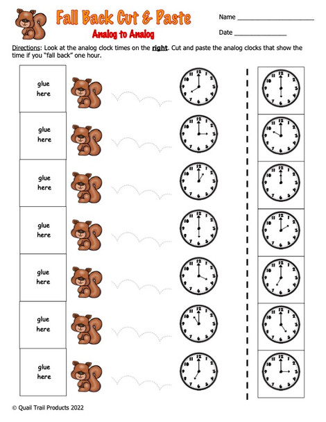 Telling Time and Elapsed Time Worksheets | Falling Back Theme