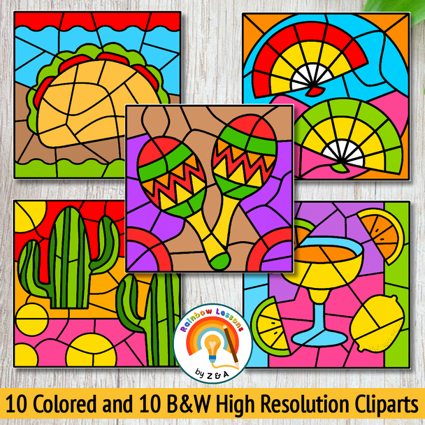 Cinco De Mayo Color By Number Clipart | Cinco de Mayo Cliparts | Hispanic Heritage CBC Clip arts