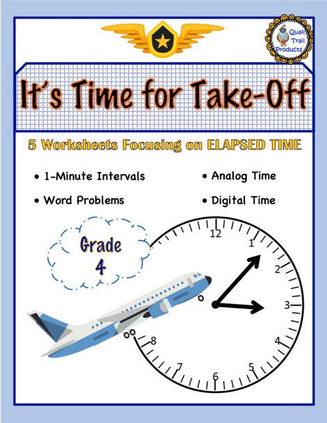 Elapsed Time Worksheets - Airplane Theme