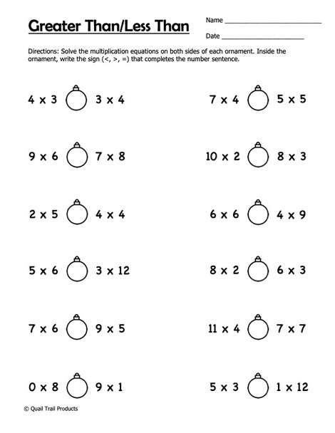 Grade 3 Multiplication Worksheets | Christmas Theme