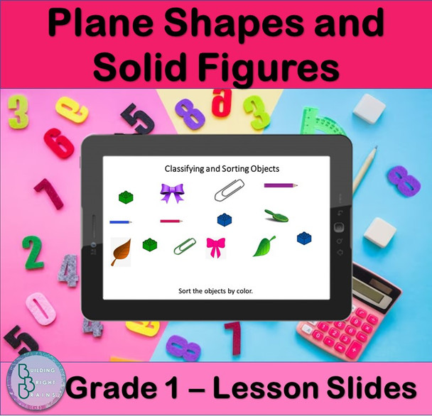 Plane Shapes and Solid Figures | PowerPoint Lesson Slides for First Grade