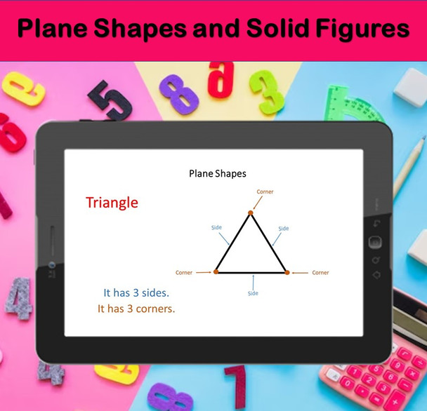 Plane Shapes and Solid Figures | PowerPoint Lesson Slides for First Grade