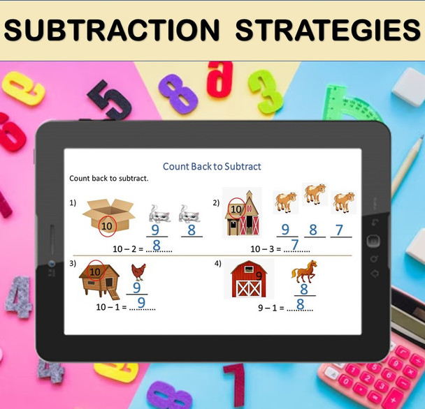 Subtraction Strategies | PowerPoint Lesson Slides for First Grade counting back