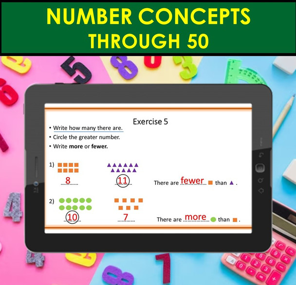 Number Concepts Through 50 | PowerPoint Lesson Slides for 2nd Grade